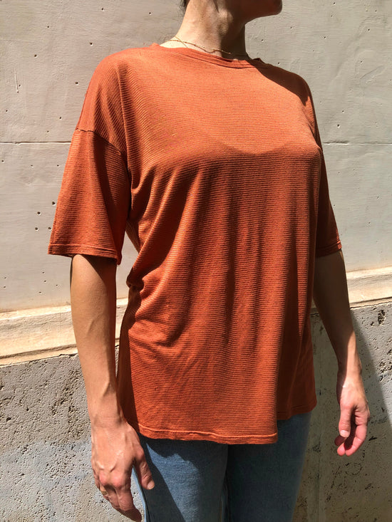 T-shirt spalla bassa jersey di lino